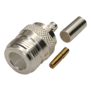 RF INDUSTRIES,LTD RFN-1029-SX – Conector Coaxial N Hembra / Anillo Plegable / Cables LMR-240, RG-8/X, 9258 / Bronce Niquelado / Contacto Oro / Aislante Teflón