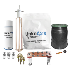 LINKEDPRO BY EPCOM LP-GROUND30A-KIT – Kit Puesta a Tierra 30A / Electrodo Cobre Electrolítico / Diseño Delta / Filtro Equipotencial / Compuesto 12 kg / Barra Unión + Conectores + Registro