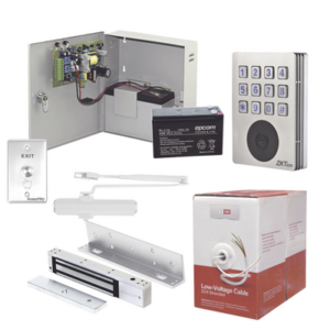 AccessPRO ACCESSKIT7P – Sistema de Control de Acceso / Teclado con Lector de Tarjetas / Chapa Magnética 600 lb / Cierra Puerta 40-65 kg / Fuente 12VCC 3A con Batería