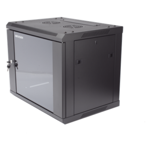 HIKVISION DS-XS6409-S/B – Gabinete de Montaje en Pared y Piso / 9 Unidades de Rack / 19 Pulgadas / Cristal Templado / Carga 40 kg / 600 x 501 x 450 mm