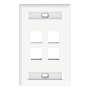 PANDUIT NK4FWHY – Placa de Pared Vertical / 4 Puertos Keystone / 69.8 x 114.3 mm / 2.75 x 4.5 pulg. / Con Etiquetas / Blanco