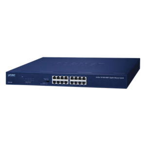 PLANET GSW-1601 – Switch / 16 Puertos Gigabit / 32 Gbps Switch Fabric / Modo Extendido 200 m (656 ft) / 1U Rack / 9,4 W