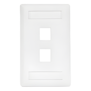 HUBBELL HUB-IFP-12W – Placa Frontal / 2 Puertos / Termoplástico UL 94V-0 / Campos para Etiquetas / Blanco