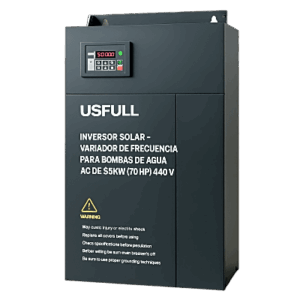 USFULL FU9000SI055G9 – Inversor Solar Variador de Frecuencia / 55 kW (70 HP) / 440V Trifásico / MPPT Automático / Rango DC 300-850V / Instalación hasta 50 m (164 ft)