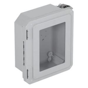 STI EF080604-W – Caja de Fibra de Vidrio / 8.77" (22.27 cm) Alto x 6.77" (17.19 cm) Ancho x 4.06" (10.31 cm) Profundo / Ventanilla Transparente / Certificación UL/cUL / Uso Exterior