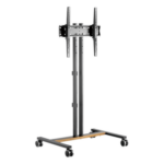 BRATECK FS47-44T-01W – Soporte Móvil para TV / Hasta 55 Pulgadas / Carga 35 kg (77 lbs) / VESA 200x200 a 600x400 / Ruedas con Frenos / Altura Ajustable 4 Posiciones