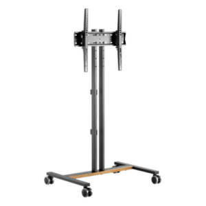BRATECK FS47-44T-01W – Soporte Móvil para TV / Hasta 55 Pulgadas / Carga 35 kg (77 lbs) / VESA 200x200 a 600x400 / Ruedas con Frenos / Altura Ajustable 4 Posiciones