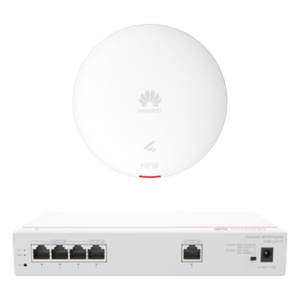 HUAWEI DEMO-S380-AP361 – Kit Router Multi-Servicio y Punto de Acceso Wi-Fi 6 / 1.775 Gbps / 4 Puertos LAN PoE 50W / MU-MIMO 2x2 / Smart Antenna / Instalación Techo y Pared