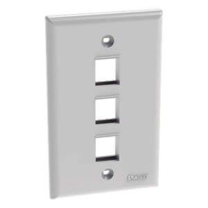 PANDUIT NK3FNWH – Placa de Pared Vertical / 3 Puertos Keystone / ABS / 69.8 x 114.3 mm / 2.75 x 4.5 pulg. / Blanco