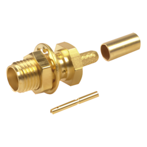 RF INDUSTRIES,LTD RSA-3252-1B – Conector SMA Hembra / Chasis D-Plano / Anillo Plegable RG-174/U / Cuerpo Oro / Aislante Teflón