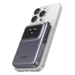 UGREEN 45327 – Power Bank Inalámbrico / 10000 mAh / Carga Inalámbrica 7.5W / USB-C 20W / Pantalla TFT con Emojis / Soporte Plegable / Succión Magnética 10N