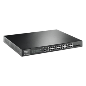 TP-LINK T2600G-28MPS – Switch PoE+ administrable Capa 2 / 24 puertos Gigabit / 4 puertos SFP / 384 W / 41.7 Mpps