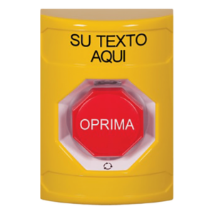 STI SS2-209-ZA-ES – Botón de emergencia personalizable / Policarbonato y acero inoxidable / Restablecimiento por giro / Iluminación LED opcional / UL, cUL, ADA