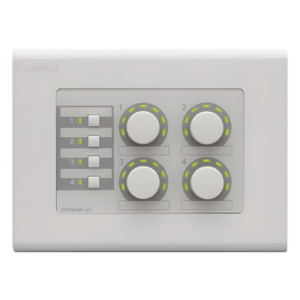 YAMAHA DCP4V4S – Panel de Control Digital / 4 Perillas de Volumen / 4 Switches Configurables / RS-485 / CAT5 / 8 Zonas MTX / 2 Zonas MA-PA