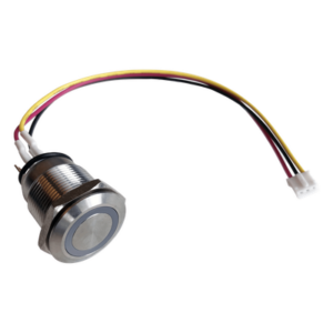 NEXMOSPHERE S-B90W43 – Botón de Acero Inoxidable / IP65 / 19 mm / LED Programable 3.3V / 4 Canales / Cable 60 cm (1.97 ft)