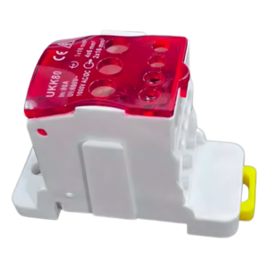 EPCOM POWERLINE UKK-80A – Bloque de Distribución Eléctrico / 1 Entrada / 6 Salidas / 85 A / 690 V / Montaje en Carril DIN