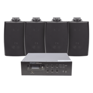 EPCOM PROAUDIO SFB120/4WS – Kit Amplificador / 120W RMS / 70/100V / 4 Altavoces Pared / Bluetooth MP3 / Taps 2.5W-20W