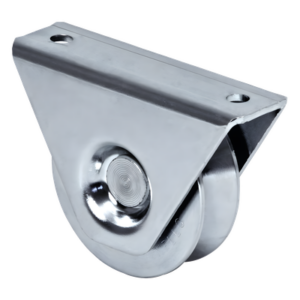 COMUNELLO 1150-9020-001 – Rueda para Puerta Corrediza / 8 cm (3.15 in) / Carga 200 kg (440 lb) / Montaje en Superficie / Canal Tipo V / Acero Galvanizado