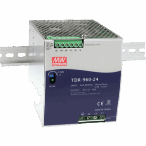 MEANWELL TDR96048 – Fuente de Alimentación Industrial Trifásica 960W / Rango de Entrada 340 ~ 550VAC / Ancho 110mm / PFC Activo / Eficiencia 94.5% / Protecciones Completa / Montaje en Riel DIN / Corriente Compartida hasta 3840W