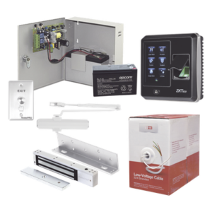 AccessPRO ACCESSKIT5P – Sistema de Control de Acceso / Chapa Magnética 600 lb (272 kg) / Lector Biométrico / Fuente 12VCC 3A con Batería 7Ah / Cierra Puertas 40-65 kg