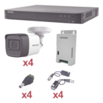 HIKVISION KH1080P4BW – Kit de Videovigilancia TurboHD / DVR 4 Canales Pentahíbrido / 4 Cámaras Bala 1080p / Lente 2.8 mm / IR 20 m (65.6 ft) / Fuente Triple Voltaje