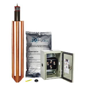 TOTAL GROUND TG-100K – Kit de puesta a tierra / 100 A / Electrodo de cobre electrolítico / Acoplador 1500 A NEMA 4 / Filtro LCR / Compuesto mejorador