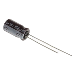 SYSCOM 0100M0016V – Capacitor Electrolítico de Aluminio / 100 µF / 16 Vcc / Radial / 105 °C / 5 x 11 mm