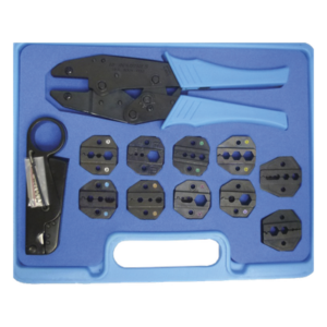 RF INDUSTRIES,LTD RFA-4005-520 – Kit de Herramientas para Conectores Coaxiales / 10 Muelas Intercambiables / Pinzas con Trinquete / Desforradoras Ajustables / Rango 0.042-0.429 in