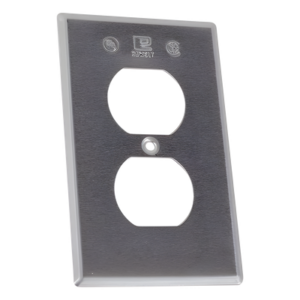 RAWELT TR-0422 – Tapa para Contacto Dúplex / Aluminio Inyectado a Presión / 1.02 mm Espesor / A Prueba de Intemperie / UL y CSA / Uso Comercial y Residencial