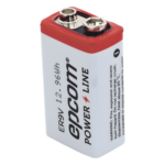EPCOM POWERLINE ER-9V – Batería de Litio 9V / 1200 mAh / Cloruro de Tionilo / No Recargable / Operación -60°C a +85°C / Acero Inoxidable