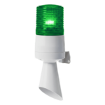 QLIGHT S60ADL-24-G – Baliza LED con Zumbador / 60 mm / 95 dB / IP54 / 24 VCD / Fijo e Intermitente / -30°C a +50°C