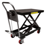 URREA SYS-MEL-10 – Mesa Elevadora Hidráulica / Capacidad 300 kg a 1 t / Elevación 100 cm (3.28 ft) / Ruedas de Poliuretano con Freno / Soporte de Tijera Doble / Pedal de Aproximación Rápida