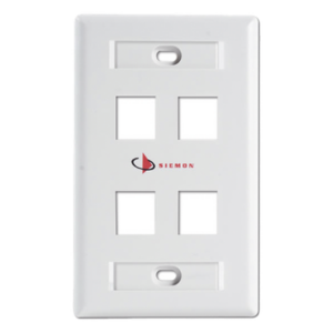 SIEMON KFP-S-04-02-S – Placa de Pared Keystone / 4 Salidas / Montaje Frontal o Trasero / Hasta 6 Puertos / Color Blanco
