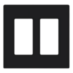 LUTRON ELECTRONICS CW2BL – Placa de Pared / 2 Espacios / Diseño sin Tornillos / Perfil Delgado 7.6 mm / Acabado Negro Brillante