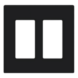 LUTRON ELECTRONICS CW2BL – Placa de Pared / 2 Espacios / Diseño sin Tornillos / Perfil Delgado 7.6 mm / Acabado Negro Brillante