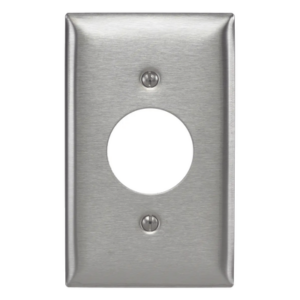 HUBBELL HUB-SS7 – Placa para Receptáculo / Acero Inoxidable 302/304 / No Magnética / 1 Abertura 1.6" (40.6 mm) / Compatible 15, 20 y 30 A