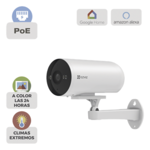 EZVIZ CS-H5/3MP/POE – Cámara Bala IP / 3 Megapixel (2K) / Color Night Vision 20 m (65.6 ft) / IR 30 m (98.4 ft) / AI Detección Humana y Vehículos / PoE / IP67 / Audio Bidireccional / Luz y Sirena
