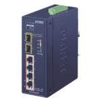 PLANET IGS-624HPT – Switch PoE+ Industrial / 4 Puertos Gigabit PoE+ 802.3at / 2 SFP 1000X / IP40 / -40°C a 75°C / 130.6W / 12-56VDC
