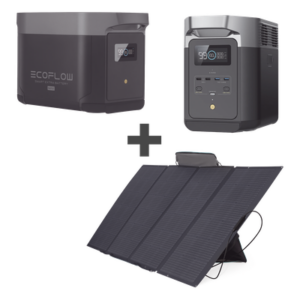 ECOFLOW DLT2MAX-KIT-BP – Kit Estación de Energía Portátil / 4096Wh LFP / 2400W CA / Panel Solar 400W / Wi-Fi+Bluetooth / 6 Salidas CA / 1.63x0.79x1.00 pies