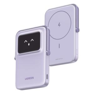 UGREEN 45328 – Power Bank Inalámbrico / 10000 mAh / Carga Inalámbrica 7.5W / PD 20W USB-C / Pantalla TFT con Emojis / Soporte Plegable / MagSafe Compatible