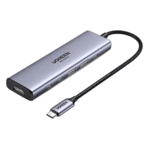 UGREEN 35999 – Hub USB-C 6 en 1 / HDMI 4K@60Hz / 4x USB 3.2 Gen 2 10 Gbps / PD 100W / Aluminio / 20 cm