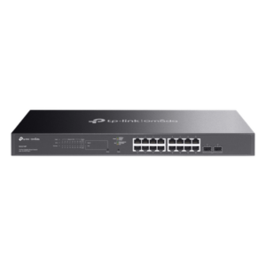 TP-LINK SG2218P – Switch Smart 18 Puertos / 16 Puertos PoE+ 802.3af/at / 150 W / 2 Ranuras SFP / Switching 36 Gbps / Enrutamiento Estático L2+ / Fanless / Rack 440 mm (17.3 in)