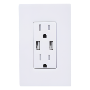 LUTRON ELECTRONICS CAR15UBTRWH – Tomacorriente dúplex con USB / 15 A 125 V 60 Hz / 2 puertos USB-A 2.0, 3.8 A a 5 V / resistente a manipulaciones / estilo Designer (Claro)