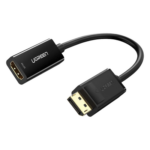 UGREEN 40363 – Convertidor DisplayPort a HDMI / 4K@30Hz / HDR / 3D / Cable 25 cm (0.82 ft) / Conectores Dorados / Chip IC Avanzado