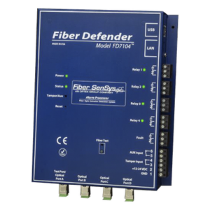 OPTEX FD7104 – Sensor de Seguridad Perimetral por Fibra Óptica / 4 zonas independientes / 800 m (2,625 pies) máximo por zona / IP66 / Sin componentes activos en campo