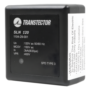 TRANSTECTOR SLN-120 – Protector Sobretensión / 120 VAC / SASD / 5 kA / NEMA 5-15R / Plug-in / UL 1449 / 2.4 x 2.8 x 2.9 in