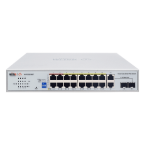 WI-TEK WI-PCES218GF – Switch PoE / 16 Puertos 10/100 Mbps PoE / 2 Uplink Gigabit / 1 Puerto SFP / Presupuesto PoE 250 W / Alcance 250 m (820.2 ft) / ONVIF