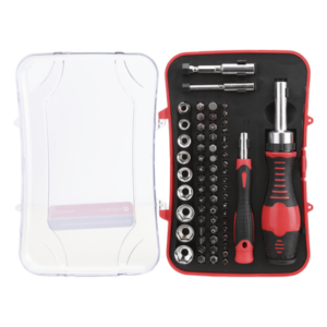 PRECISION PST-H020-03 – Juego de Herramientas / 65 Piezas / Acero CR-V / Estuche Plástico Compacto / 20 x 13 x 4.5 cm
