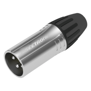SEETRONIC SCMM3 – Conector de cable XLR Macho / Carcasa cromada perlada / Contactos plateados / Abrazaderas 3.5-8 mm / Diseño sin anillo
