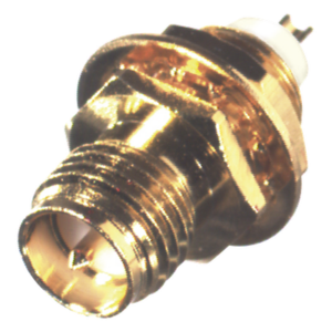 RF INDUSTRIES,LTD RP-3251-1 – Conector SMA Hembra Inverso / Montaje Frontal Panel / D-Plano / Soldable / Bronce Oro / Teflón